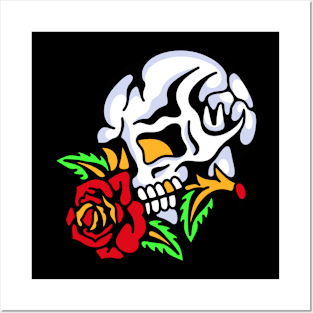 Skull rose Posters and Art